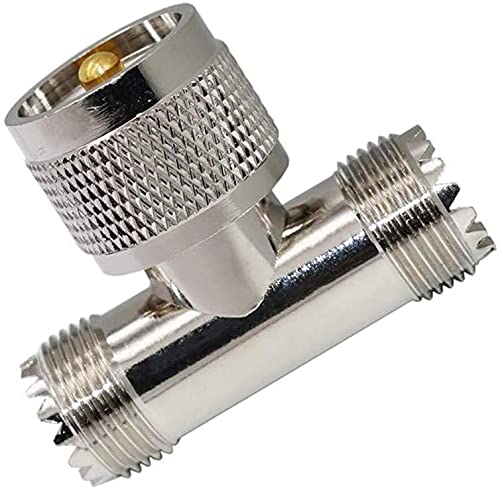 UHF Male to UHF Female Tee Connectors, GDQLCNXB PL259 Tee Connector pl259 Coaxial Cable Adapters SO239 Splitter for Ham Radio CB Antenna 1Pack