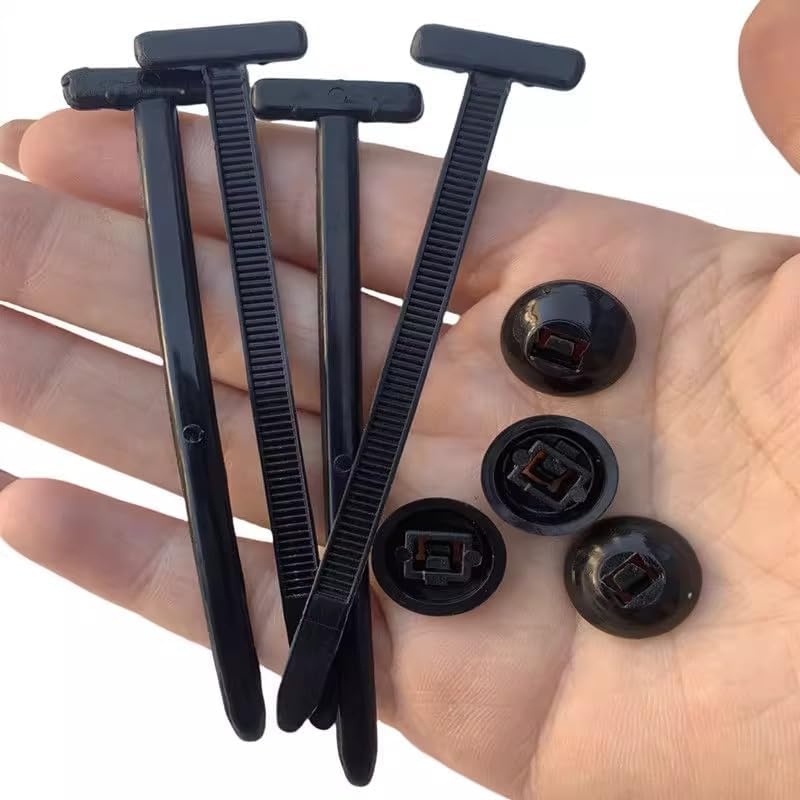 50pcs Black Nylon Cable Tie Buckle - Self-Locking Fasteners with Pin & Button, UV Resistant for Car Daily Fixing & Plastic Tie Applications (50)