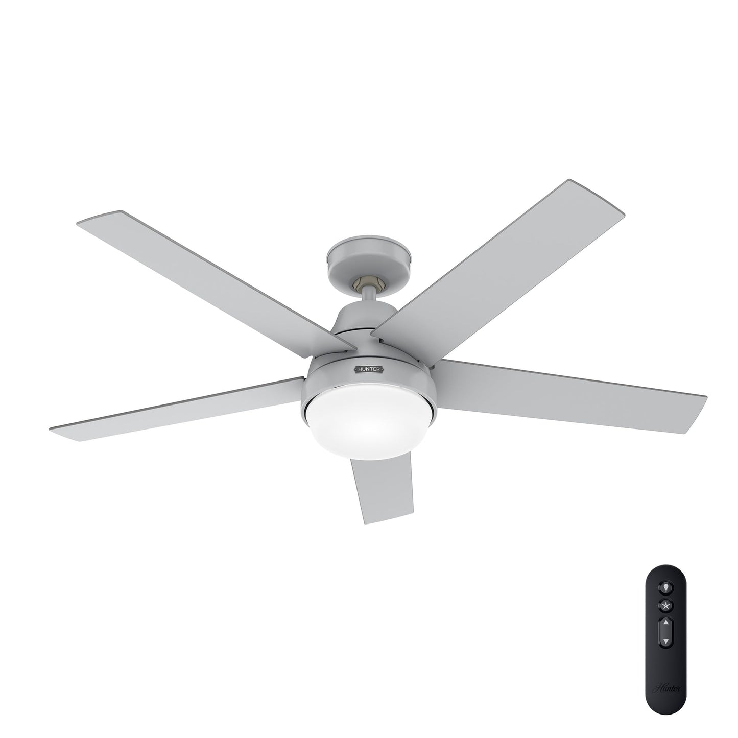 Hunter Fan 52 inch Indoor Ceiling Fan with Lights and Remote, Grey Ceiling Fan with 5 Blades for Bedroom, Living Room, Office, Kitchen (Renewed)