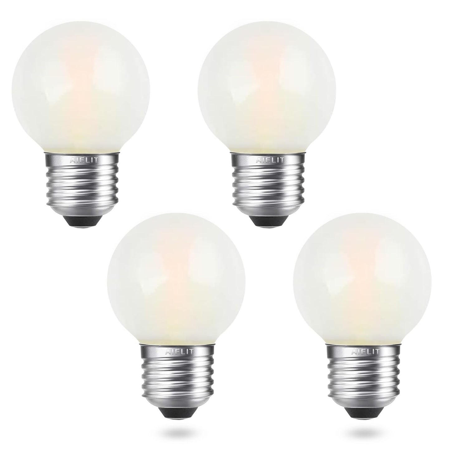 AIELIT Dimmable 2 Watt Globe Frosted LED Light Bulbs 25W Equivalent, Warm White 2700K, A15/A50 LED Bulb, E26 Medium Base, Antique Filament Edison
