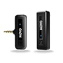 Movo Wireless Mini Camera Microphone for Video Recording- 2.4Ghz Wireless Transmitter with Clip on Lavalier Microphone for DSLR, Mirrorless Camera