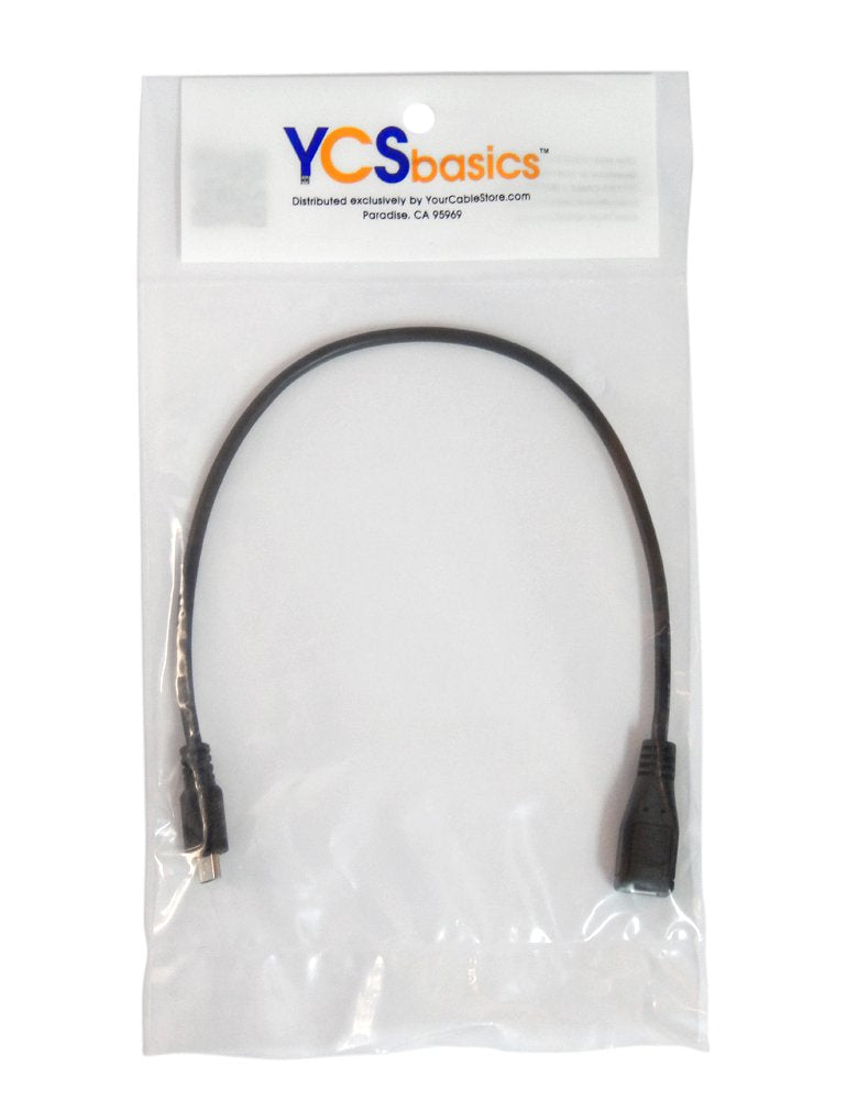 YCS basics One Foot USB Micro Male to Micro Female 5 Pin / 5 Wire Extension Cable