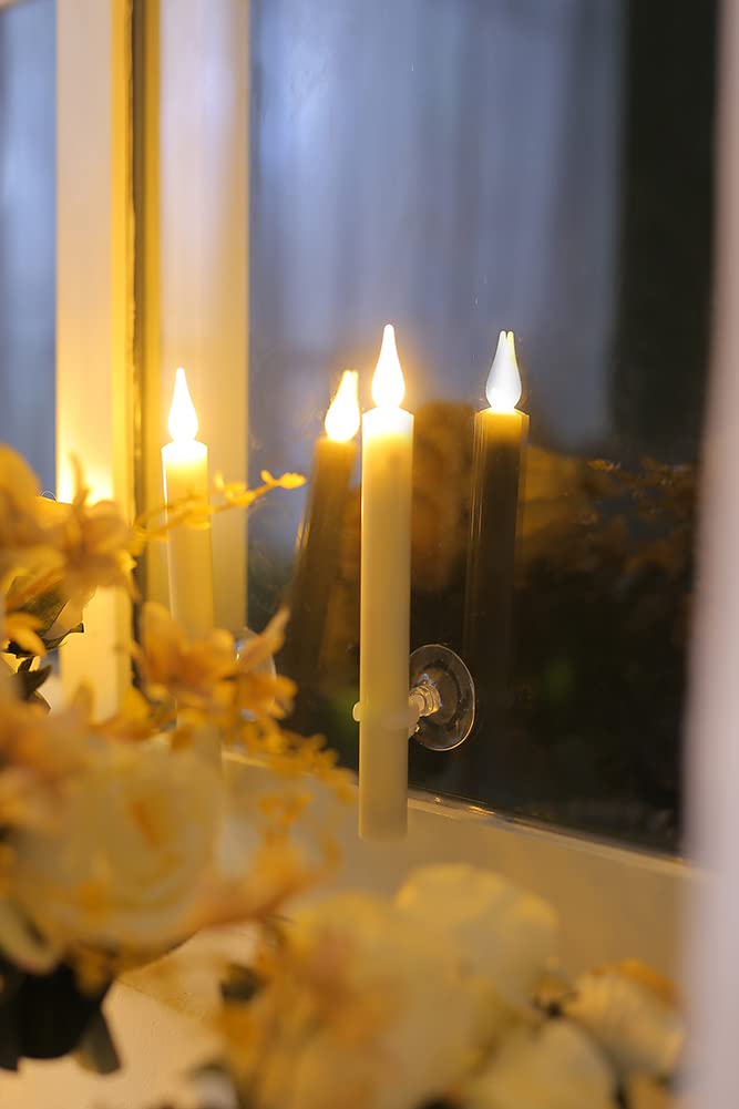 ShareMoon Window Candles Flickering Battery Operated with Remote and Timer, 9 Pack Electric Flameless Taper Candles with Magnetic Base for Christmas