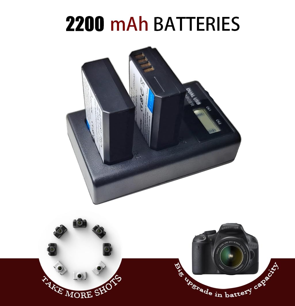 Focruzom LP-E10 Replacement Battery and USB Dual Charger for EOS Rebel T7 T6 T5 T3 T100, EOS 2000D, 3000D, 4000D, 1200D 1100D 1300D 1500D, KISS X50