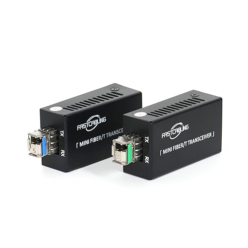 Gigabit Fiber to Ethernet Media Converter Kit, LC Single Mode, Up to 20km Fiber Opitc Network, Point-to-Point, Plug & Play, Complete Kit, Compact
