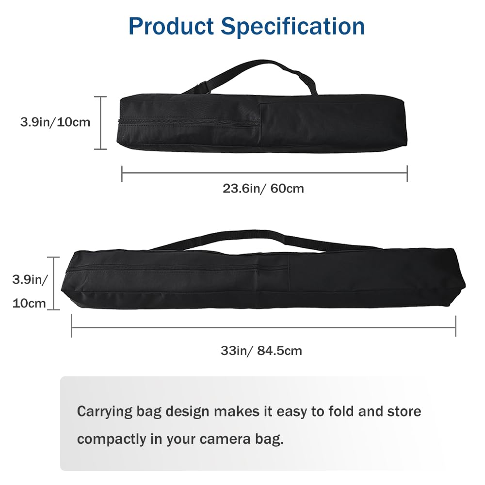 FIEWSZIHU Portable Carrying Bag 23.6in and 33.2in Case with Shoulder Strap Folding for Light Stand Camera Tripod Monopod, Black