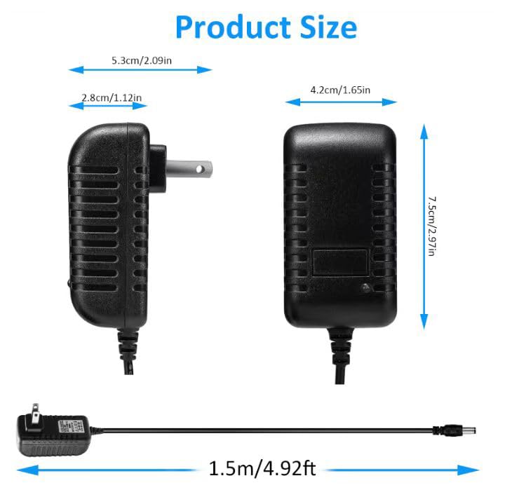 Bawofu AC/DC Adapter 6V 2A 1.5A 1A 0.5A Adapter Power Supply 6V Power Cord 12W 100-240V 50-60Hz with 5.5 x 2.5mm DC Plug Compatible 6 Volt 200ma…