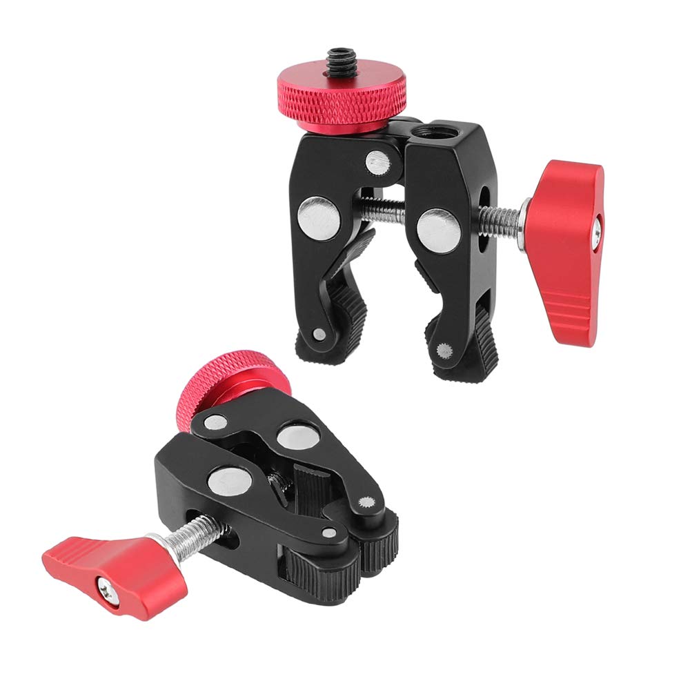 Kayulin Crab Clamp Holder with 1/4" Screw Adapter for Studio Flash Light Camera Tripod (Red, 2 Pieces)