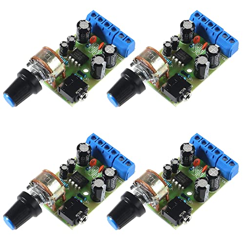 QCCAN 4pcs TDA2822M Audio Amplifier Board 2.0 Channel Stereo AMP Mini AUX Audio Amplifier Module DC1.8-12V