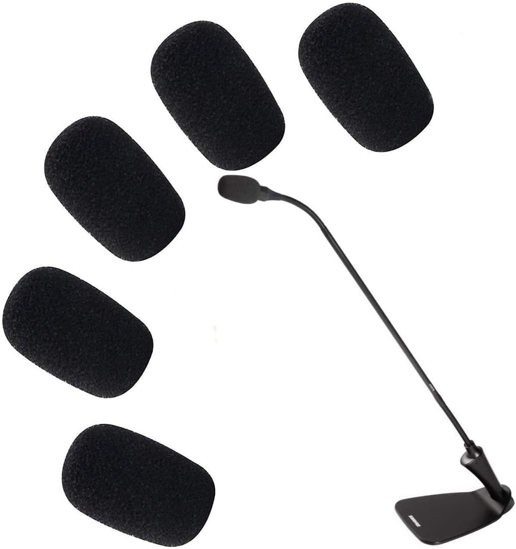 Microphone Wind Shield Foam Covers, 5 Pcs, Black, for Shure CVG18-B/C Gooseneck Condenser Microphone
