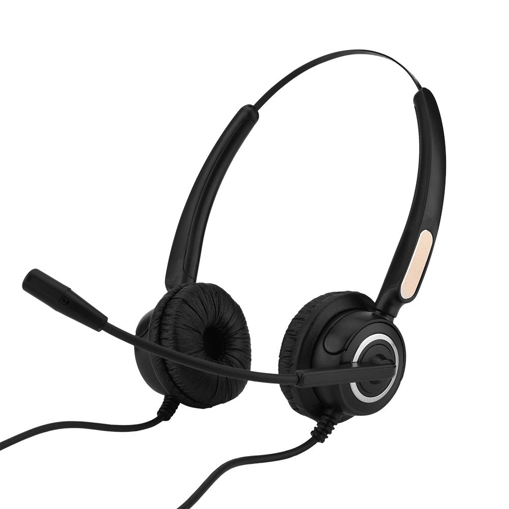 Sanpyl USB Call Center Office Headphone, Binaural Stretchable Over Ear Telephone Headset, Hands Call, Noise Cancelling Microphone, Mute Function