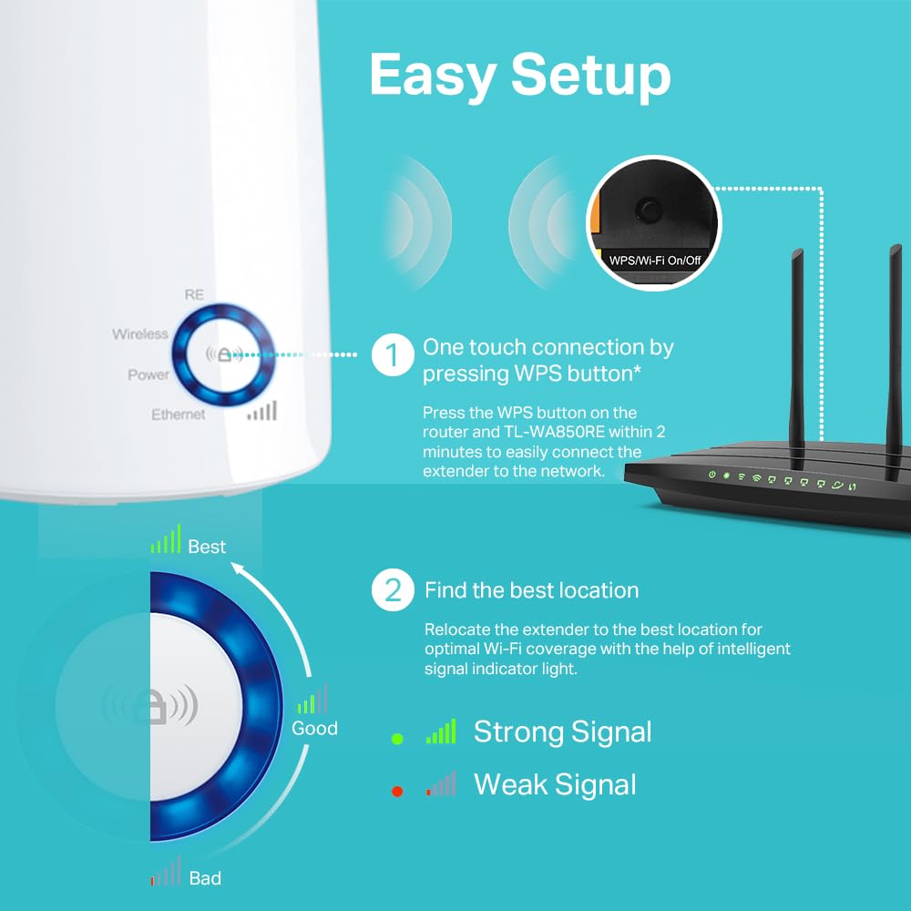 TP-Link 300Mbps Universal Wall-Plug Wi-Fi Range Extender - TL-WA850RE