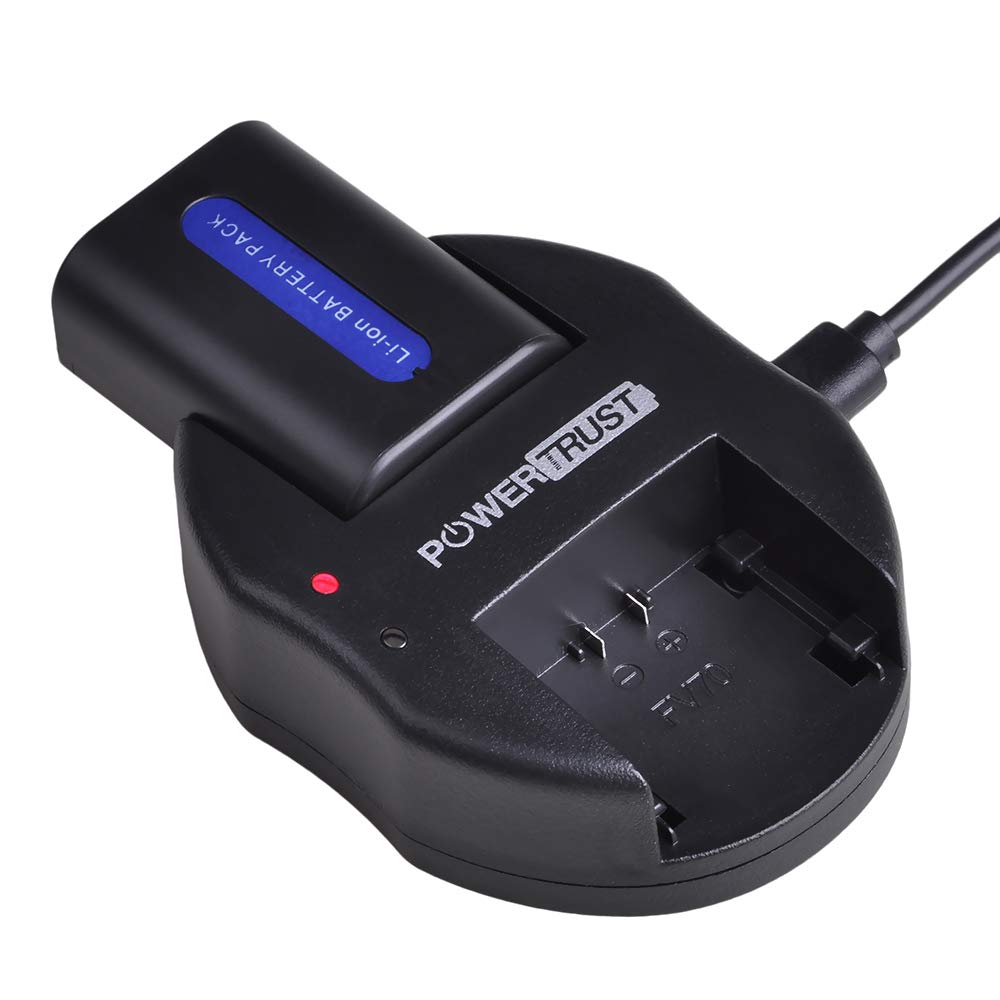 PowerTrust 2-Pack NP-FH50 Battery + USB Dual Charger for Sony NP-FH40 NP-FH30 Series Batteries and DSC-HX1 HX100 HX100V HX200 HX200V HDR-TG1E TG3 TG5