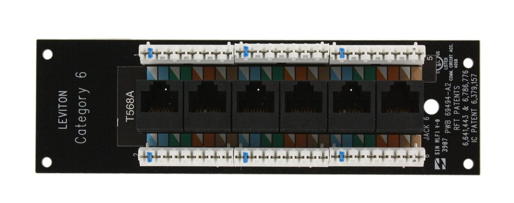 Leviton Structured Media 1x6 Cat6 Board, 47611-C6