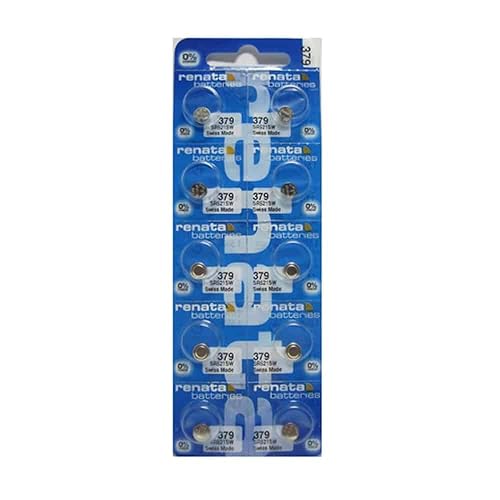 Renata Strip of 10 Genuine Fresh 379 SR521SW Swiss Made Silver 1.55v Batteries