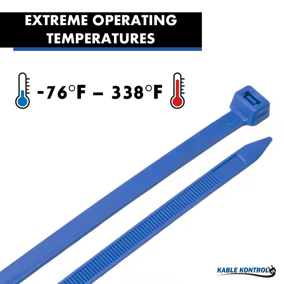 Kable Kontrol Tefzel Cable Ties ETFE, 4 Inch 100 Pcs, 18 Lbs Tensile Strength, High Temp Zip Ties UV, Chemical Resistant, Non-Corrosive, Ideal