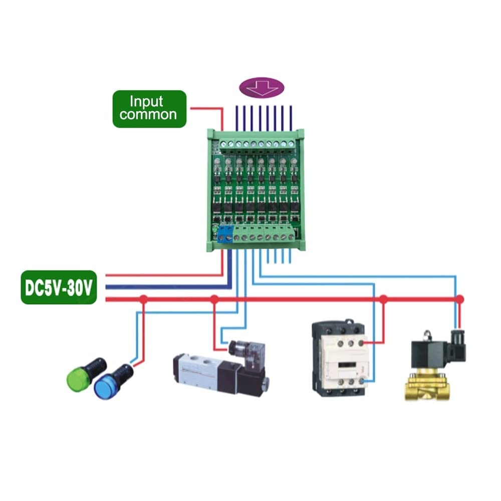 8-Channel PLC Amplifier Circuit Board, PLC Amplifier Circuit Board DC 3.3V/DC 5V Optocoupler Isolated Module