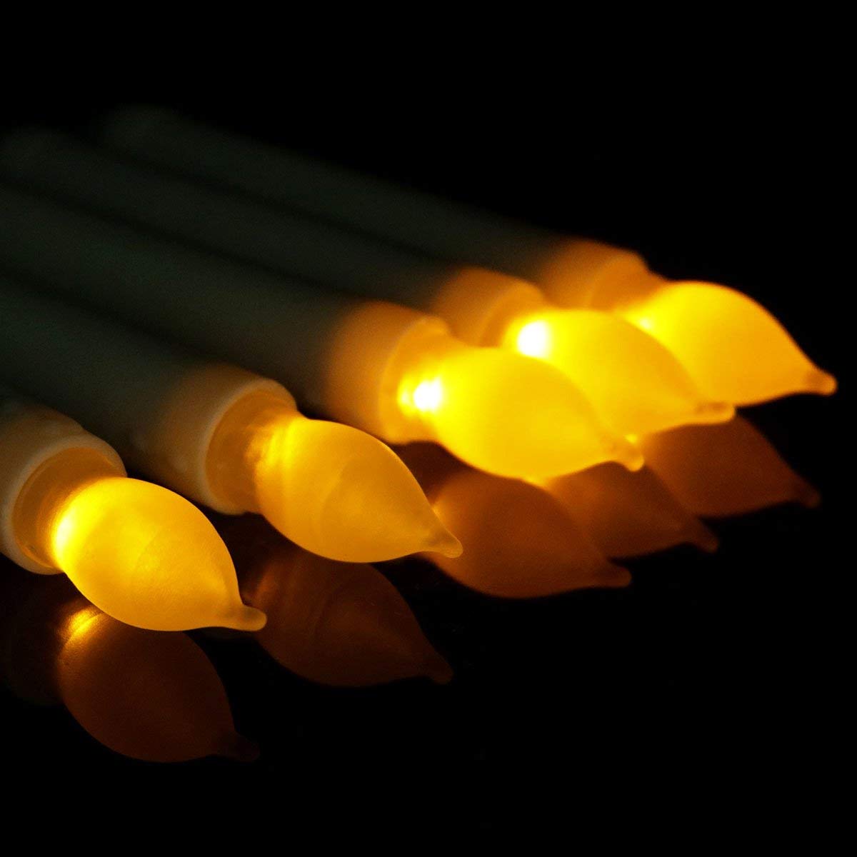 Houdlee Pack of 24 Flameless Taper LED Candles - Battery Operated Flickering Ivory - Perfect for Wedding, Christmas, Parties - 6.5 Inch - White
