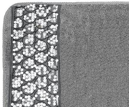 Zahari Home Sinatra Bath Rug Contour Contemporary Decorative Beautiful Design Size 24" x 21", Silver