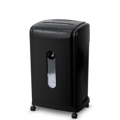 Low Noise 48dB Paper Shredder for Home, 10-Sheet Micro Cut, P-5 High Security, CD/Credit Card Shredder, 7.9 Gallons Wastebasket, Black