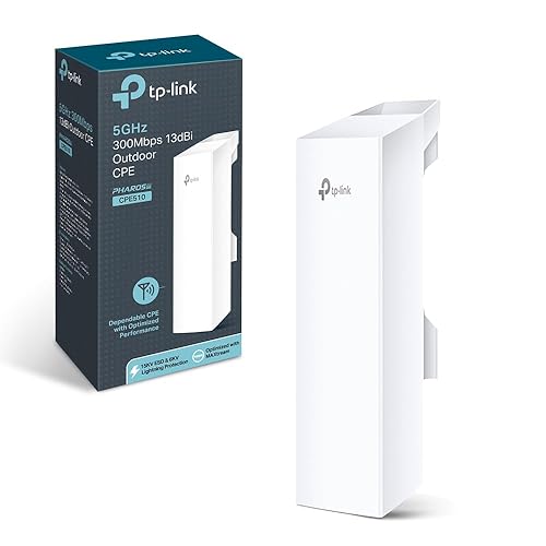 TP-Link 5GHz N300 Long Range Outdoor CPE for PtP and PtMP Transmission | Point to Point Wireless Bridge | 13dBi, 15km+ | Passive PoE Powered w/Free