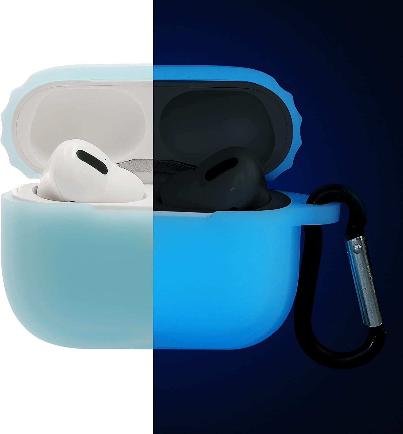 Silicone Shockproof Cover Case for Airpods Pro 3 Generation (2025) - (Glow in Dark Blue)