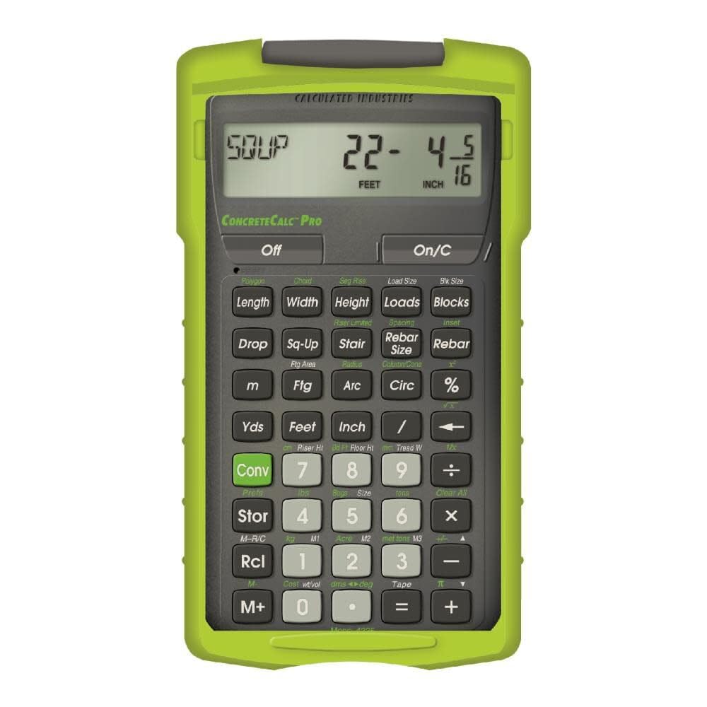 Calculated Industries 4225 ConcreteCalc Pro Advanced Feet-Inch-Fraction, Metric Construction-Math Calculator Tool for Concrete, Masonry, Paving