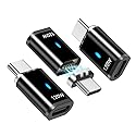 HESKUL 120W USBC Magnetic Adapter 3Pack Straight Magnetic USB C Connector 5Pins USB2.0 480Mbps Data Transfer for USB C Laptops, Tablets, Phones, Black