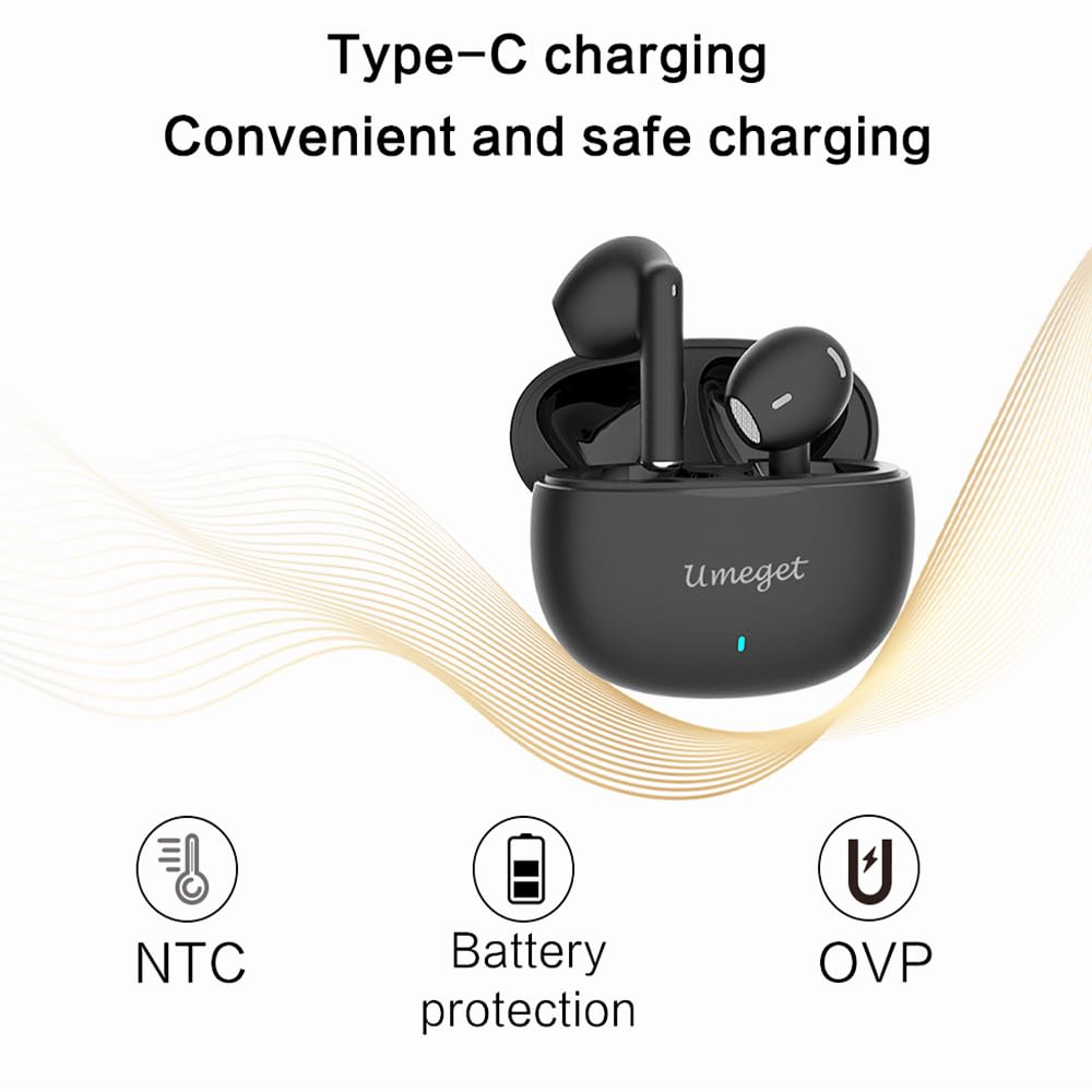 UMEGET TWS Earbuds ENC Noise Cancellation Wireless Bluetooth Earphones,Dual Mics in Ear Detection Wireless Headset,Lower Delay 13mm Speaker…