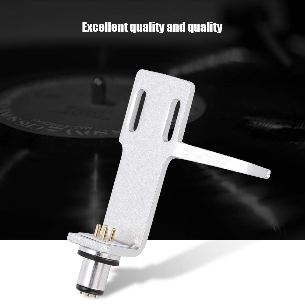 Phono Headshell Kit,6.4CM Aluminum Alloy Turntable Cartridge Phonograph Player Record Player Headshell,Include 4 Pcs Cables and 2 Pcs Screws (Silver)