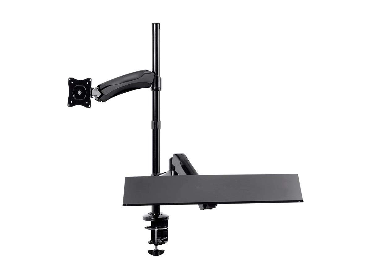 Monoprice Articulating Gas Spring Sit Stand Monitor and Keyboard Workstation Mount - for Displays 13in to 26in, VESA 75x75 to 100x100, Easy to Use