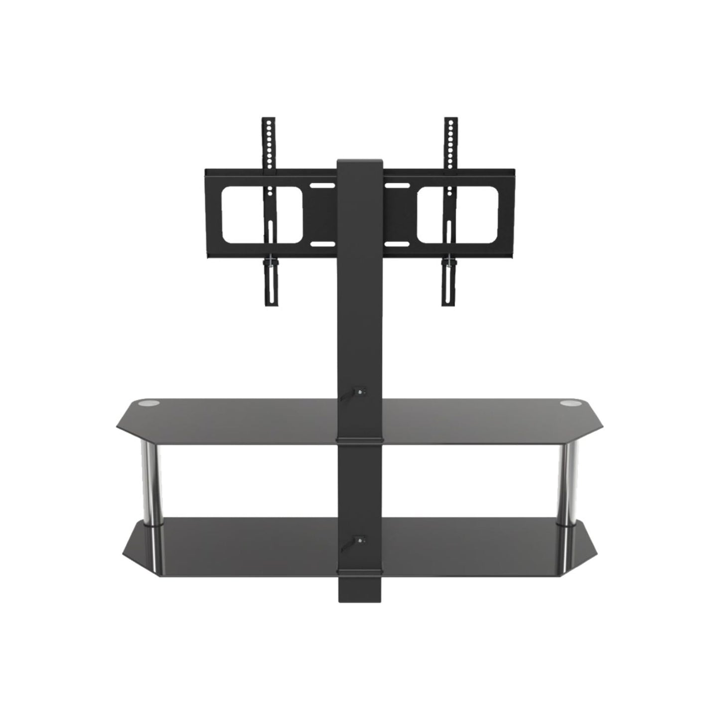 AVF Steel and Glass Stand with TV Mount for TVs up to 65" in Black/Chrome