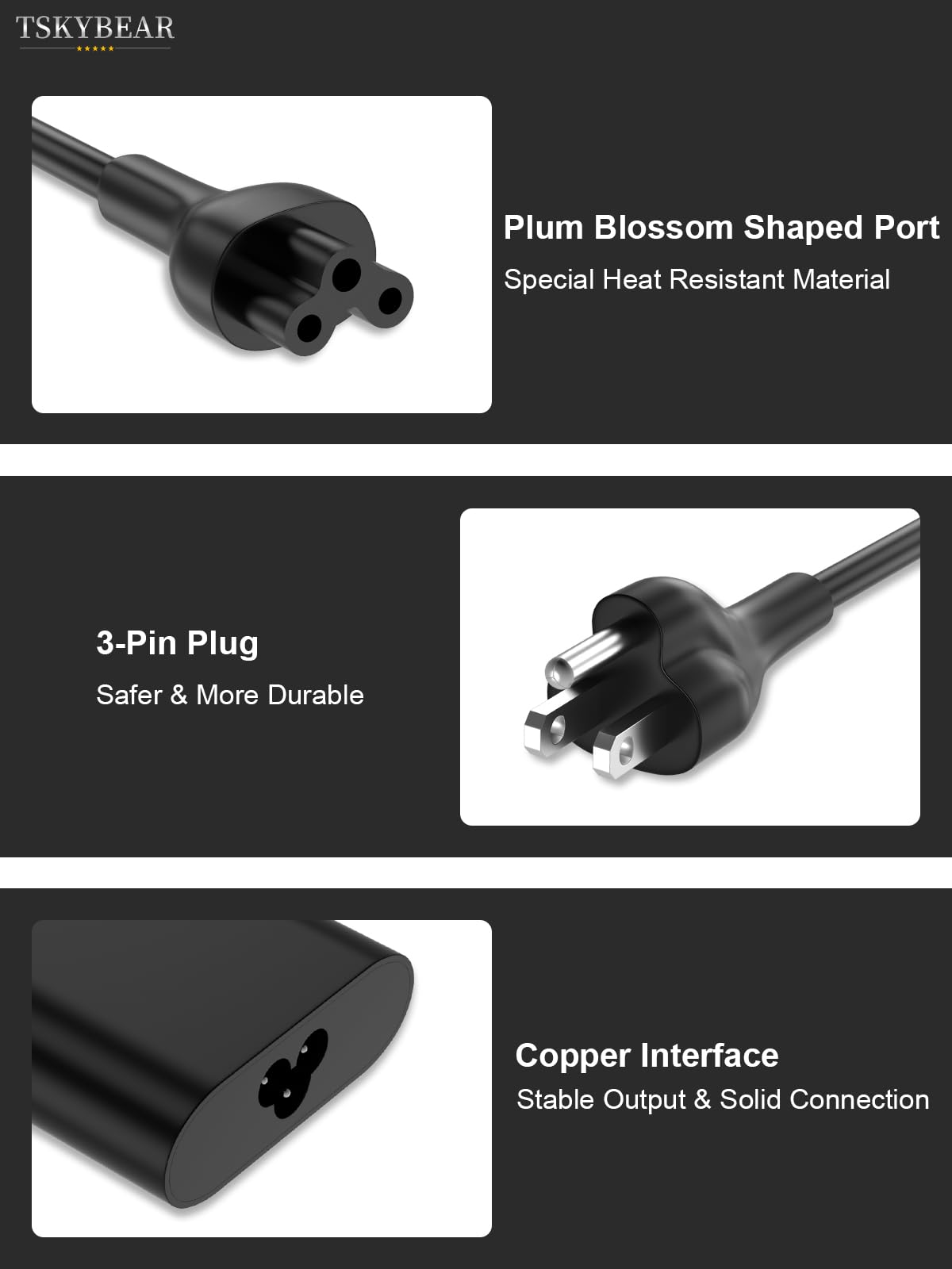 TSKYBEAR 65W USB-C Laptop Charger Compatible with Dell Latitude 5420 5430 5520 5540 5400 7420 7430 7320 7410 7440 5530 5410, XPS 13 9360 9370 9380