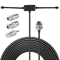 FM Dipole Antenna Adhesive Mount with 3 Connector Adapters for TV Radio Home Stereo Receiver Indoor Music System AV Audio Video Home Theater Receiver
