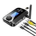 eppfun Bluetooth Transmitter for TV, Audio Adapter Receiver for Home Stereo with Volume Control ON/Off Switch LCD Display 3.5mm