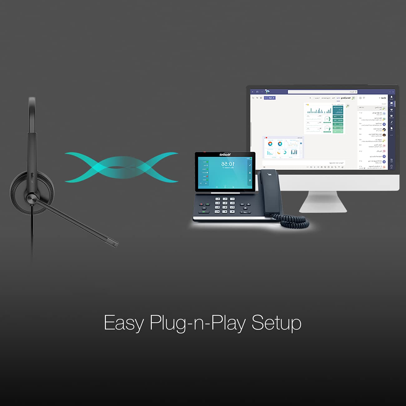 Global Teck Worldwide GTW Yealink UH34 Mono Teams Certified Wired Headset (USB-C), Connects to Deskphone, PC/Mac, Softphones - Works with Teams…