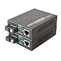 Primeda Gigabit Ethernet Fiber Media Converters, A Pair of 10/100/1000M RJ45 to 1000M Bi-Directional Single-Mode SC Fiber, up to 20Km(12.4mi)