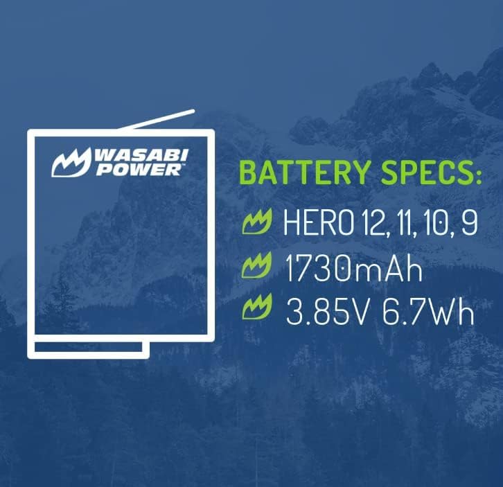 Wasabi Power HERO12, HERO11, HERO10, HERO9 Battery (4-Pack) Compatible with Hero 12 Black, Hero 11 Black, Hero 10 Black, Hero 9 Black