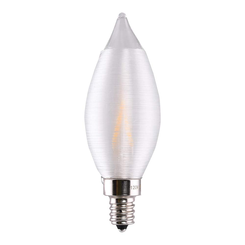 Satco 11300-2W CA11 LED Satin Spun Clear Candelabra base 2700K 120V Candle Tip LED Light Bulb