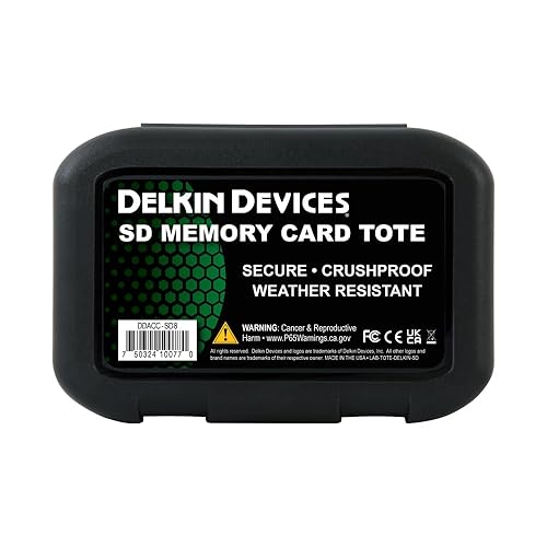 Delkin Devices SD Card Holders Tote - Weather Resistant, Crushproof Case for Up to 8 SD Cards (DDACC-SD8)