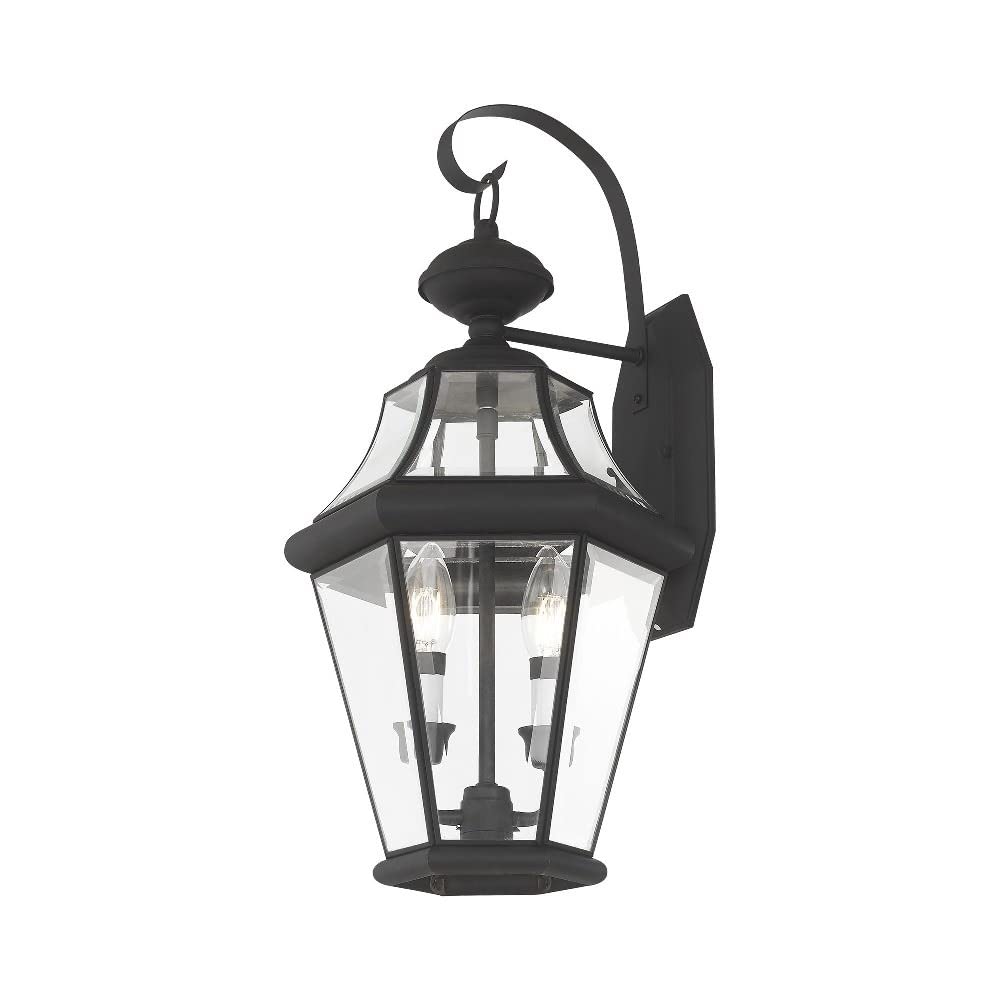 Livex Lighting 2261-91 Georgetown 2 Light Outdoor Wall Lantern, Brushed Nickel