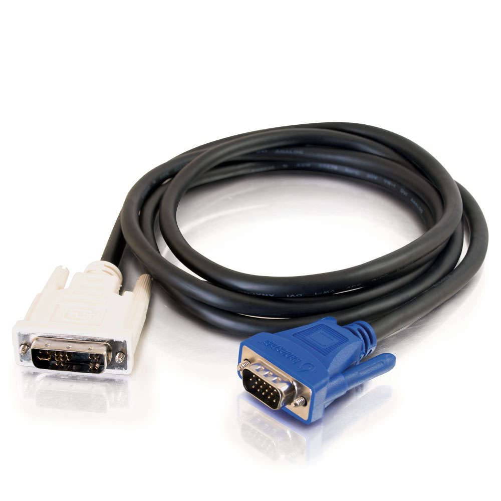 C2G 26954 DVI Male to HD15 VGA Male Video Cable, Black (6.6 Feet, 2 Meters)