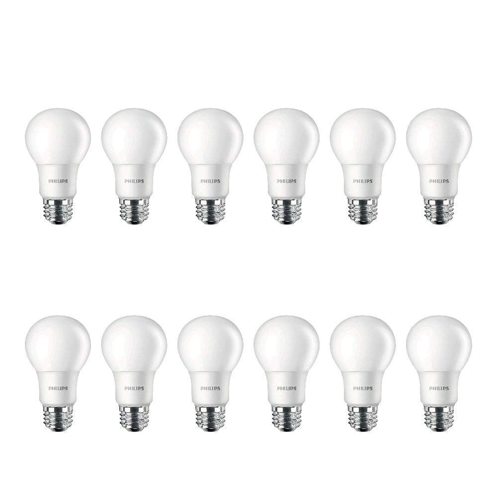 Philips LED Non-Dimmable A19 Frosted Light Bulb: 800-Lumen, 2700-Kelvin, 8.5-Watt (60-Watt Equivalent), E26 Base, Soft White, 12-Pack