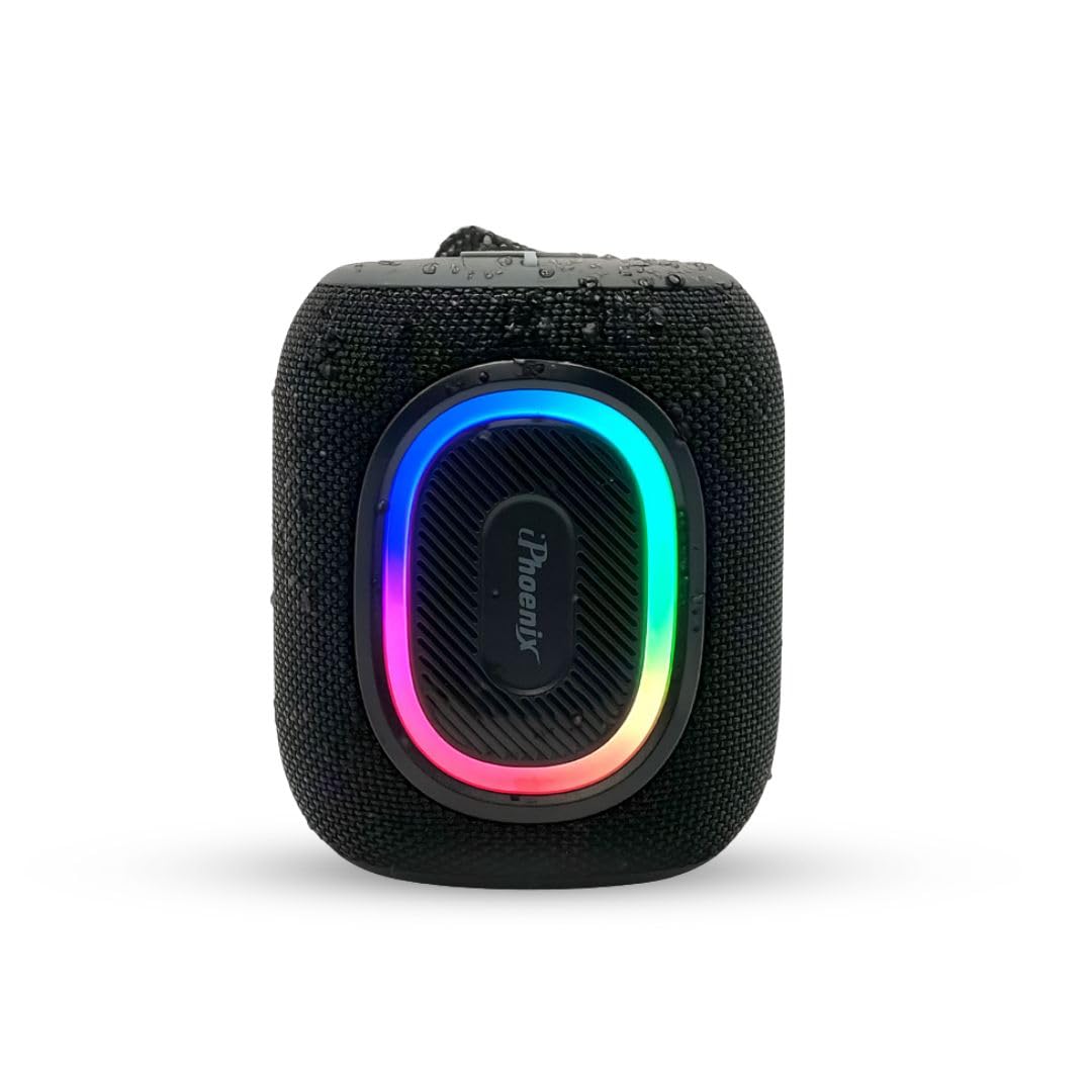 iphoenix IP190 Portable Bluetooth Speaker - RGB Lights, Deep Bass, 8H Playtime, TWS Pairing, IPX6 Waterproof Wireless Speaker for Outdoor & Indoor Use