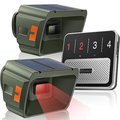 Chtoocy Solar Driveway Alarm Wireless Outdoor 1/2 Mile Range - Customizable Alarm Tones Weatherproof for Driveway Gate, 3 Sensitivity Motion Sensor
