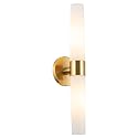 Kira Home Duo 21" Modern Gold Wall Sconce with Frosted Glass Cylinder Shades, Linear 2-Light Gold Wall Light, Cool Brass Finish