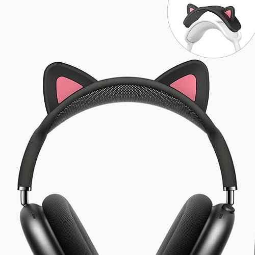WQNIDE Headband Cover for AirPods Max, Cute Cat Ears Design, Soft Silicone Headband Protector, Comfort Cushion/Top Pad Protection, Compatible