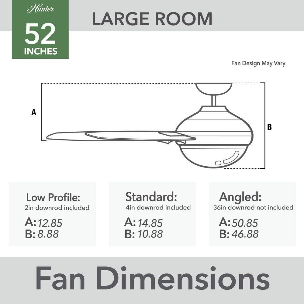Hunter Fan 52 inch Ceiling Fan with Light, Outdoor or Indoor Noble Bronze Ceiling Fan for Porch, Living Room, Office, Kitchen, Garage, 4 Blades