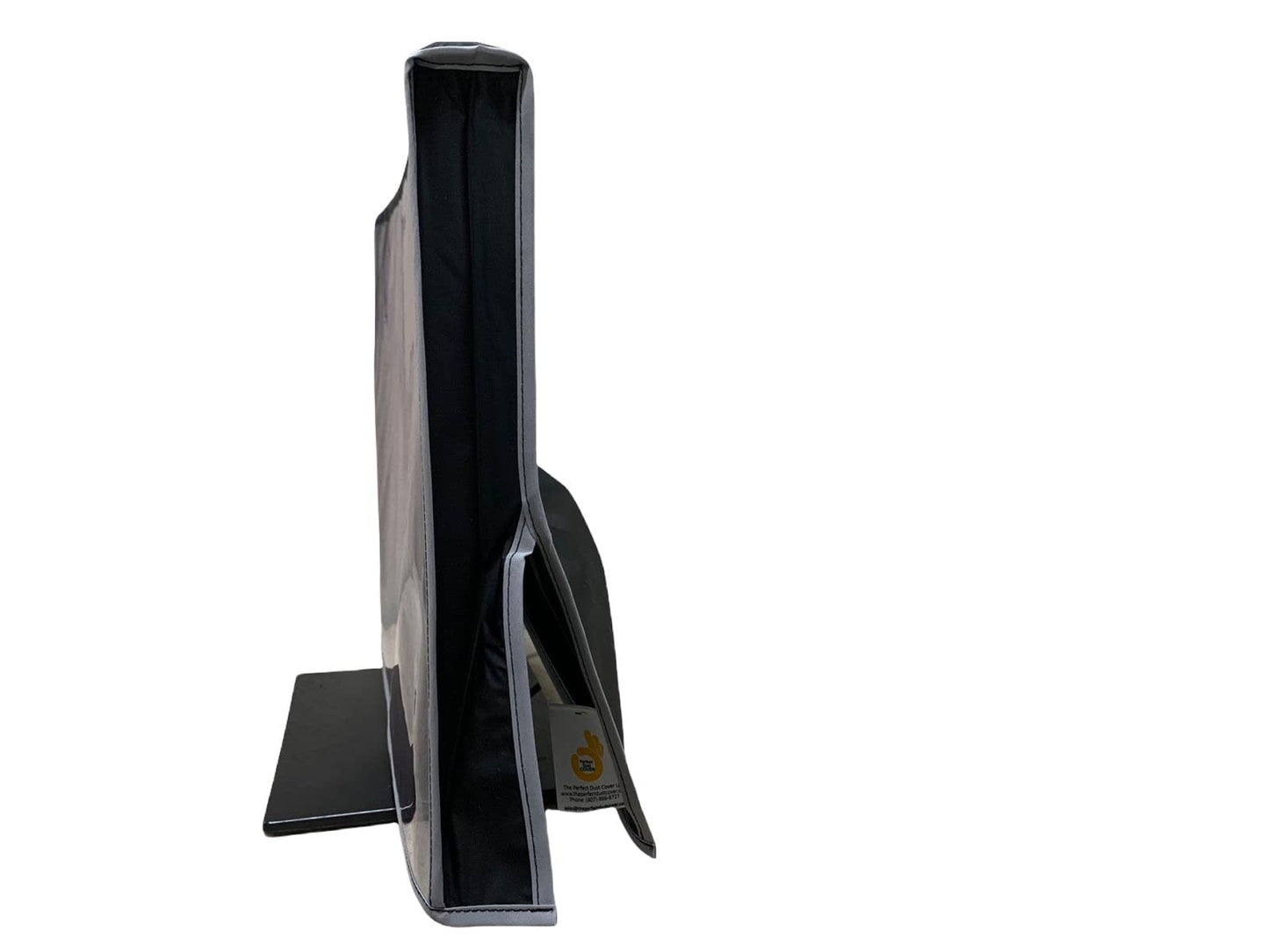 The Perfect Dust Cover LLC Black Nylon Monitor Cover with Clear Front, Waterproof, Fits 22" LED/LCD Monitors, Dimensions 21"W x 2.5"D x 14"H