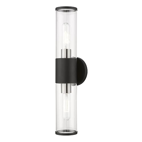 Livex Lighting 17282-04 Banca Collection 2 Light ADA Vanity Sconce, Black with Brushed Nickel Accent